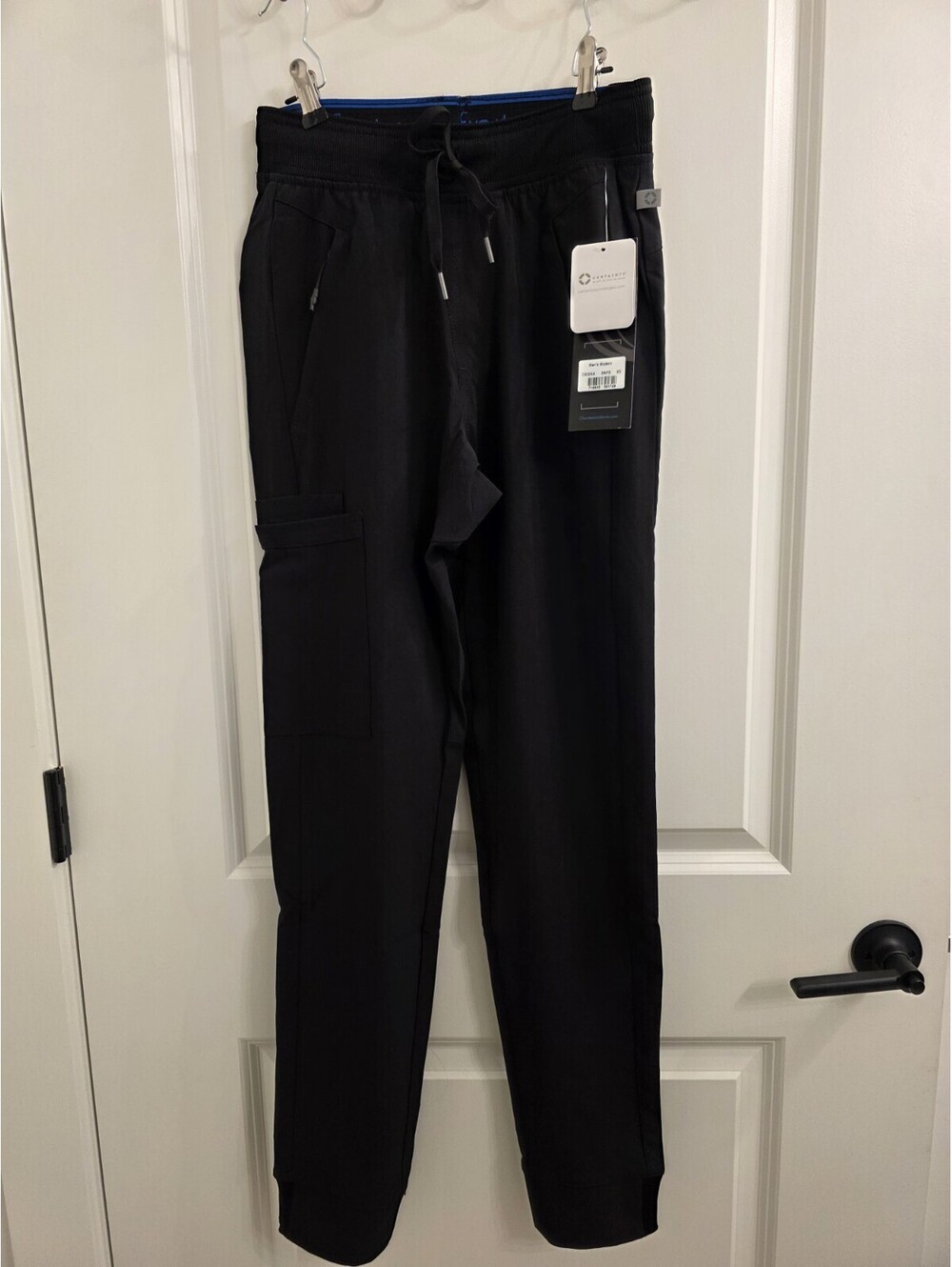 Cherokee Infinity Scrub Pants Size XS Black Cuffed Legs Zipper Pockets
